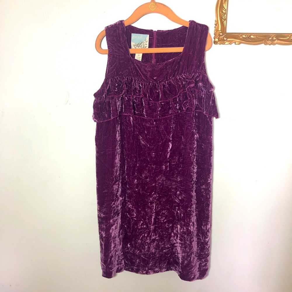 Peek Fleur Des Champs Floral Dress Size Large 10 purple velvet
